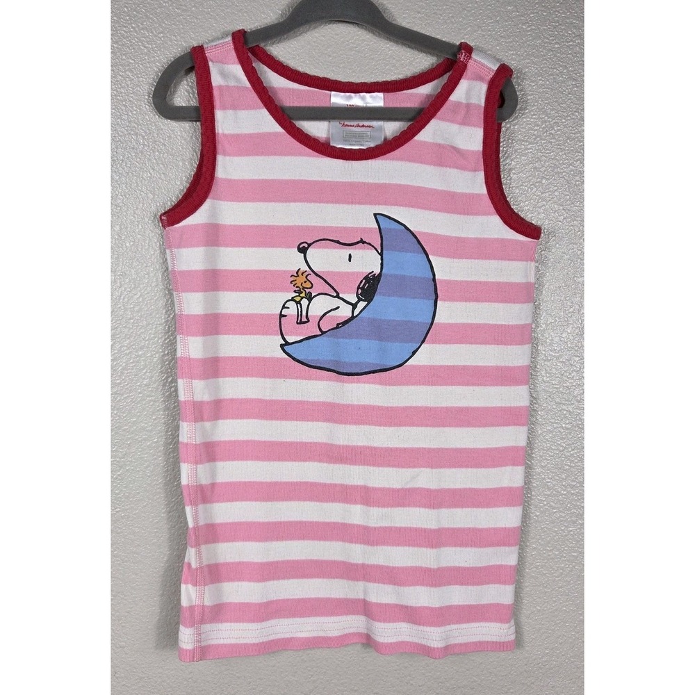 Hanna Andersson Peanuts Snoopy Organic Cotton Pajamaโ Top Pink Stripe 8Y